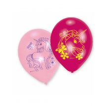 6 Ballons latex Licorne rose