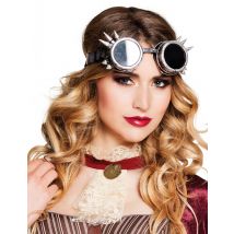 Lunettes cyberpunk argentés adulte Steampunk