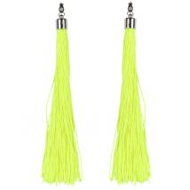 Boucles d'oreilles franges jaunes fluo adulte