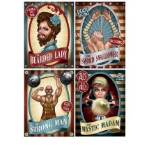 4 Affiches de Cirque Vintage 38 cm