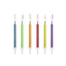 6 Bougies d'anniversaire flamme colorée 6 cm