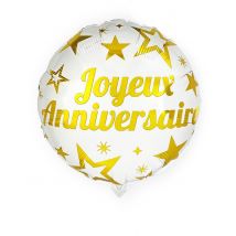 Ballon aluminium joyeux anniversaire doré 35 cm