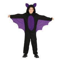 Déguisement combinaison chauve-souris noir et violet garçon