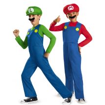 Déguisement de couple Mario et Luigi enfants