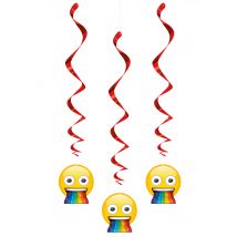 3 Suspensions en spirales Emoji Rainbow 66 cm