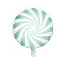 Ballon aluminium sucette menthe et blanc 45 cm