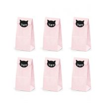 6 Sacs cadeaux en papier chaton roses 8 x 18 x 6 cm