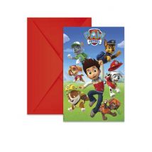6 Cartons d'invitation avec enveloppes Pat'Patrouille prêt pour l'action