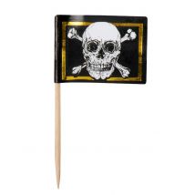 24 Pics en bois drapeau Pirate Jolly Roger 7 cm