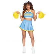 Déguisement luxe pompom girl bleu ciel femme