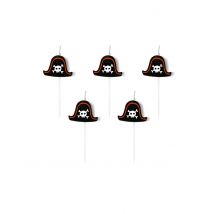 5 Bougies d'anniversaire sur pic chapeaux pirates 2 cm