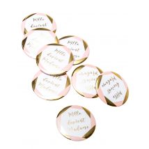 8 Badges Mlle devient madame rose et doré 5 cm