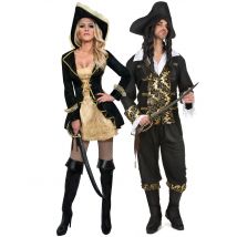 Déguisement de couple pirate baroque adulte