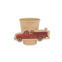 8 Gobelets en kraft pompier rouge et or 255 ml