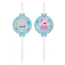 4 Pailles médaillon Peppa Pig