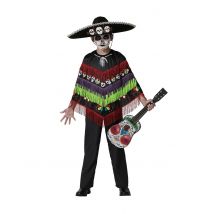 Déguisement poncho squelette Dia de los muertos enfant