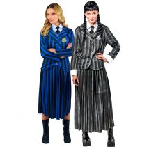 Déguisement de couple uniforme scolaire Mercredi Addams