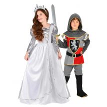 Déguisement de couple chevalier et princesse voilage enfant