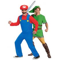 Déguisement de couple Mario et Zelda adultes