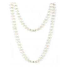 Sautoir De Perles Nacrées Femme - Thème: Années 20'/30' - Couleur: Blanc - Taille: Taille Unique
