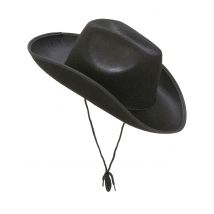 Chapeau Cowboy Noir Adulte Avec Cordelette - Thème: Western - Couleur: Noir - Taille: Taille Unique