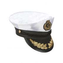 Chapeau De Capitaine Marin Adulte - Thème: Uniforme - Couleur: Blanc - Taille: Taille Unique