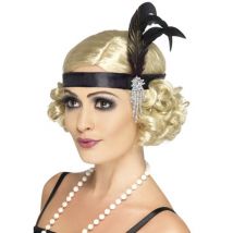 Bandeau Charleston Noir Avec Plume Adulte - Thème: Années 20'/30' - Couleur: Noir - Taille: Taille Unique