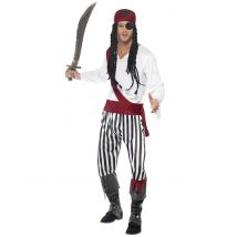 Déguisement Pirate Avec Bandana Rouge Homme - Thème: Pirates - Couleur: Coloré - Taille: M