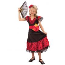 Déguisement Espagnole Fille - Thème: Peuples Du Monde - Couleur: Noir - Taille: S 4-6 ans (110-120 cm)