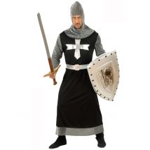 Déguisement Chevalier Médiéval Noir Et Argent Homme - Thème: Médiéval - Couleur: Argenté / gris - Taille: L