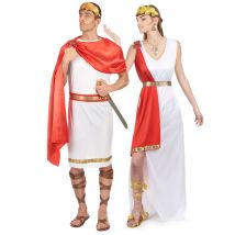 Déguisements Couple De Romains - Thème: Déguisements Par Lettre - Couleur: Rouge - Taille: Taille Unique