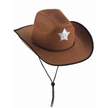 Chapeau Sheriff Marron Pour Enfant - Thème: Western - Couleur: Marron - Taille: Taille Unique