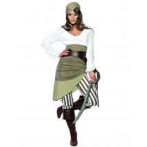 Déguisement Pirate Vert Et Blanc Femme - Thème: Pirates - Couleur: Coloré - Taille: S