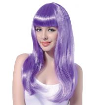 Perruque Longue Violette Pâle À Frange Femme - Thème: Halloween - Couleur: Autres - Taille: Taille Unique