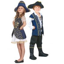 Déguisement De Couple Capitaines Pirates Chic Enfants - Thème: Pirates - Couleur: Coloré - Taille: Taille Unique