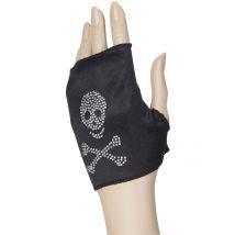 Mitaine Tête De Mort Femme - Thème: Pirates - Couleur: Noir - Taille: Taille Unique