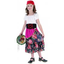 Déguisement Gitane Enfant - Thème: Peuples Du Monde - Couleur: Rose - Taille: L 10-12 ans (130-140 cm)