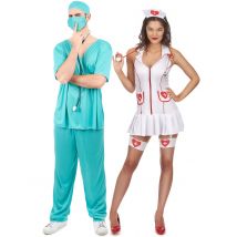 Déguisement De Couple Infirmière Et Docteur - Thème: Uniforme - Couleur: Bleu - Taille: Taille Unique