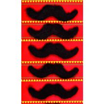 5 Moustaches Adhésives - Thème: Peuples Du Monde - Couleur: Noir - Taille: Taille Unique