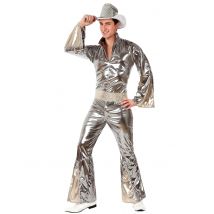 Déguisement Disco Argenté Brillant Homme - Thème: Disco - Couleur: Argenté / gris - Taille: XS / S