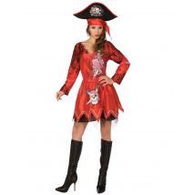 Déguisement Pirate Femme Rouge - Thème: Pirates - Couleur: Rouge - Taille: Medium