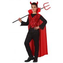 Déguisement Diable Enfant À Sequins Halloween - Thème: Magie Et Horreur - Couleur: Rouge - Taille: 7-9 ans (130-145 cm)