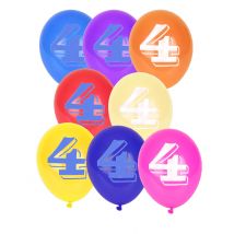 8 Ballons Chiffre 4 Multicolores 30 Cm - Coloré - Taille: Taille Unique