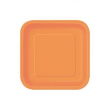 16 Petites Assiettes Carrées En Carton Oranges 18 Cm - Thème: Couleurs - Couleur: Orange - Taille: Taille Unique