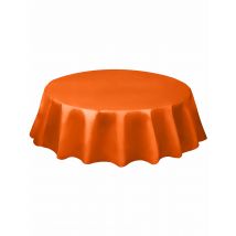 Nappe Ronde Orange En Plastique 213 Cm - Thème: Couleurs - Couleur: Orange - Taille: Taille Unique