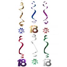 6 Décorations À Suspendre Spirale 18 Ans - Thème: Anniversaire - Couleur: Coloré - Taille: Taille Unique