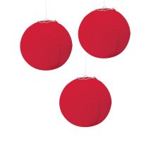 3 Lanternes Rouge - Thème: Casino, Las Vegas - Couleur: Rouge - Taille: Taille Unique