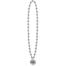 Collier Argent Boule Disco - Thème: Disco - Couleur: Argenté / gris - Taille: Taille Unique