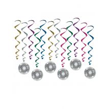 6 Décorations À Suspendre Spirale Boule Disco - Thème: Disco - Couleur: Argenté / gris - Taille: Taille Unique