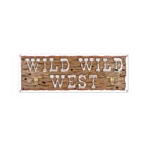Bannière En Plastique Wild Wild West 1,5 M X 53,3 Cm - Thème: Western - Couleur: Marron - Taille: Taille Unique